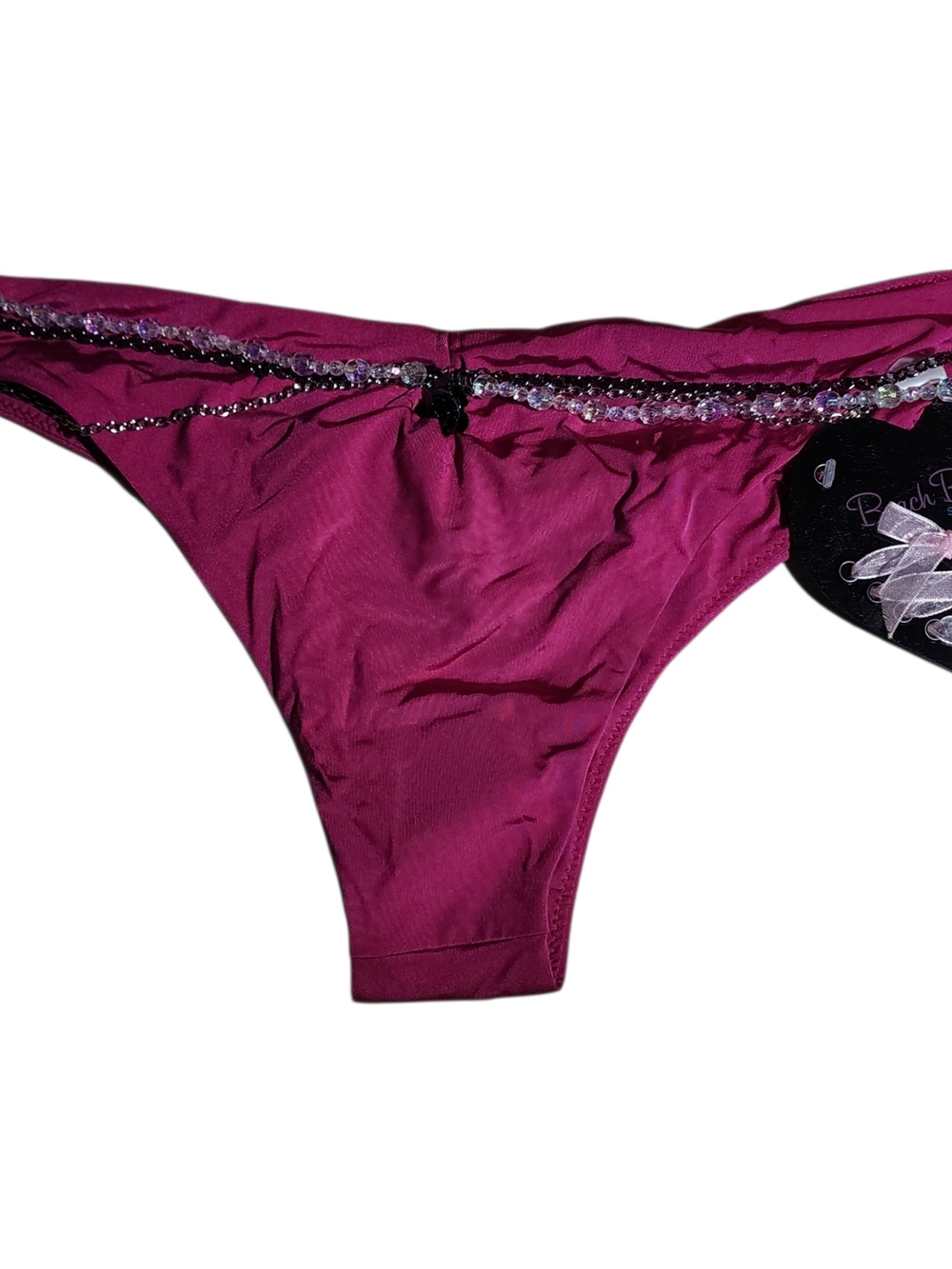 Beach Bunny Magenta Bikini Bottom with Beaded Trim